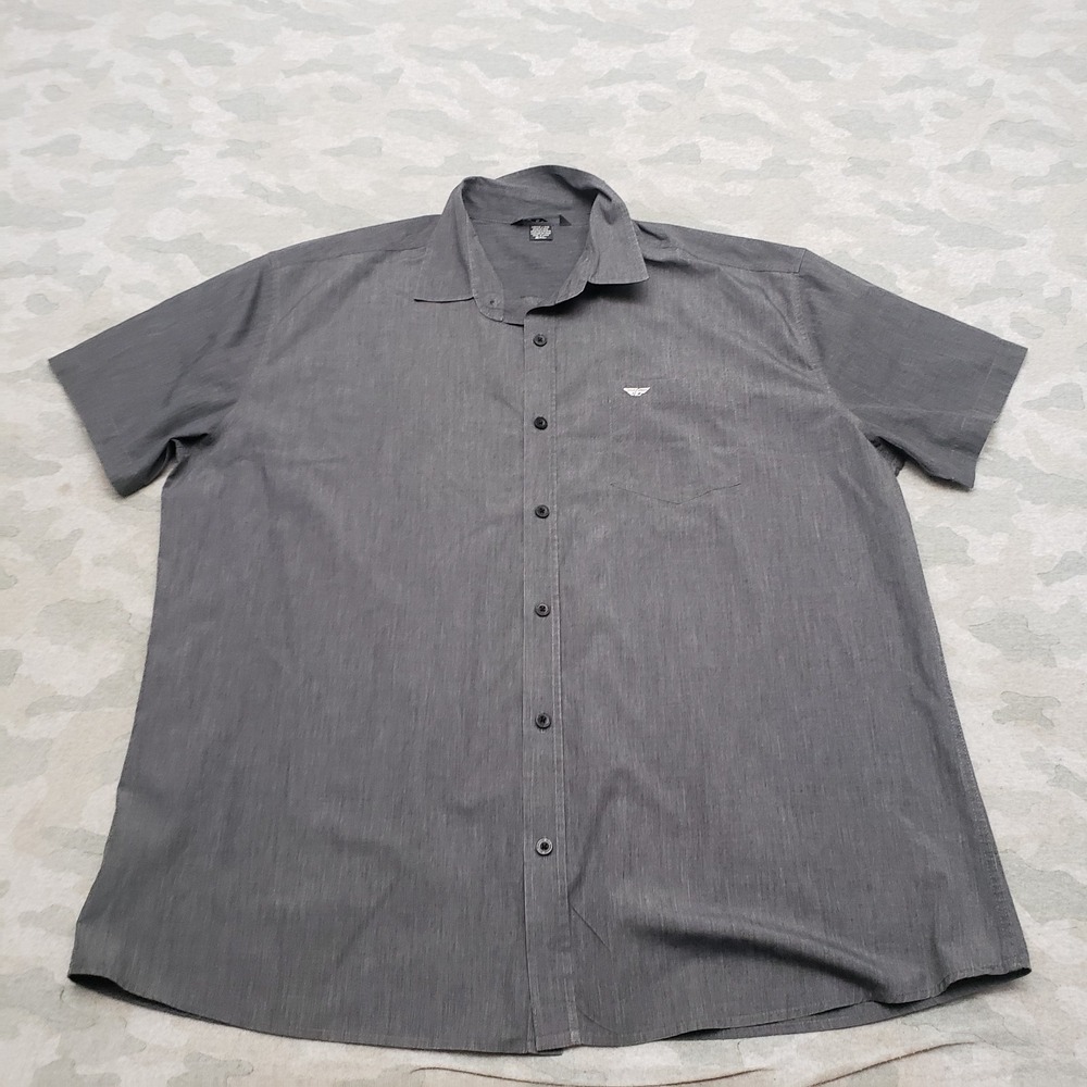 Fly Racing Shirt Mens 2XL Gray Short Sleeve Button-Up Motorcycle